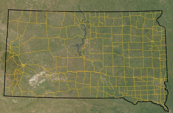 SDDOT Wildlife Crossing Study Map. Map of South Dakota and all major highways.